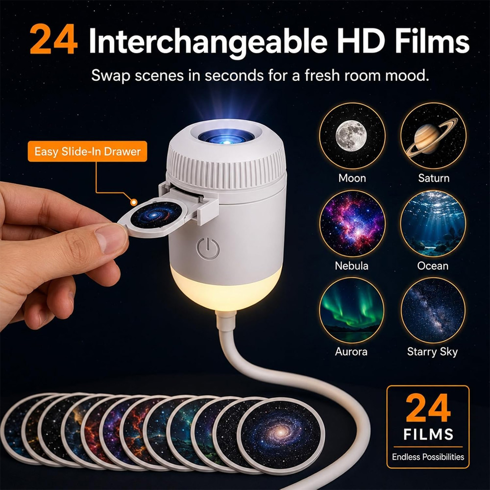 24 Slides Rotatable Galaxy Sta - Mini Projector Portable recension och pris